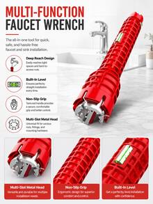 3pcs 5-In-1 Sink Faucet Wrench, Toilet Tank & Bathroom Plumbing Repair Tool - View 1