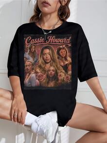 Cassie Howard Euphoria T-Shirt - Sydney Sweeney Character Tee - 黑色 - 查看 1