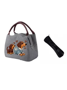 Insulated Lunch Bag With "Dachshund" Pattern, Women Pet Lover Lunch Bag, Comes With Black Utensil Storage Bag, Large Capacity, Student Meal Insulated Ice Bag, Portable Travel Picnic Bag, Office School Lunch Bag Insulated Lunch Box, Work Lunch Box, Work Office Holiday Lunch Box, Suitable For Men And Women Multi-Functional Camping School Lunch Box - Multicolor - View 15