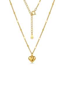 Elegant Minimalist Engraved Heart S925 Silver Necklace, 18K Gold Plated Plain Metal Anti Allergy Daily Office Jewelry - Gold - View 8