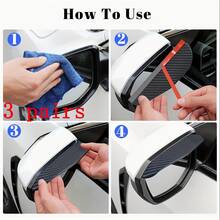 2pcs/4pcs Car Rearview Mirror Rain Covers, Thickened Carbon Fiber Texture Rain Guards, Enhanced Clear Visibility, Reinforced Edges Durable Protection, Suitable For Rainy Day Driving, Off-Road Travel, Daily Vehicle Protection, Great Gift For Friends - Thickened Carbon Fiber Rain Eyebrow One Pair - View 4