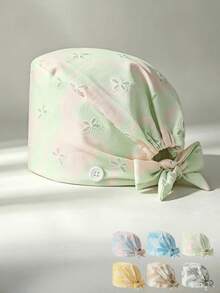 1 pieza Gorro quirúrgico ajustable con patrón degradado de espuma para mujer, talla única, absorbente de sudor, banda elástica, adecuado para salón de belleza, hospital de mascotas, médico, enfermera, trabajo de saneamiento y limpieza - Colores degradados - Ver 8