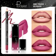 Pudaier Matte Lip Gloss And Lip Liner Set - Soft Matte Velvet Finish, Long-Lasting Waterproof, Nude And Bold Shades, Suitable For All Occasions Lip Makeup Set, Compatible With Various Makeup Styles - 10+11 - View 10