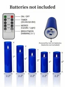2/3/4/5pcs Battery Operated Flickering Flameless Candles, Suitable For Home Decor, Wedding, Valentine's Day, Table Centerpiece - Klein Blue - View 6