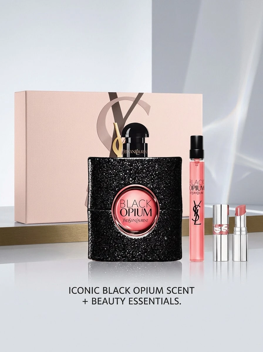 Yves Saint Laurent Black Opium 女士三件套 (EDP 90ml + EDP 10ml + 迷你唇膏 1.3g) 3oz/90ml+0.3oz/10ml+0.04oz/1.3g - EDP 3 件套 - 查看 1