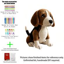 1pc Lazy Dachshund & Beagle Crochet Kit (Semi-Finished, Simple Hand Crochet Required)! Beginner DIY Crochet Set With Step-By-Step Guide And English Instructions, Cute Desktop Home Decor, Perfect As Holiday And Birthday Gift For Family And Friends - DIY Crochet Kit - View 14