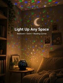 1pc [LED Night Light] Star & Moon Pattern Projection Lamp, Colorful Starry Sky Atmosphere Room Decor Light | Suitable For Dorm, Bedroom, Living Room, Nighttime Setup | USB Powered - Multicolor - View 11