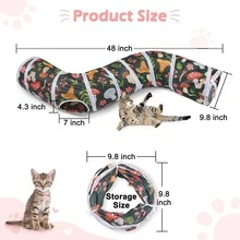 Indoor Entertainment Cat Tunnel, Tear-Resistant Cat Play Tube With Interactive Ball, Foldable Pet Tube For Cats, Puppies, Rabbits Outdoor Exercise (8-Shaped, S-Shaped) - Multicolor - View 3