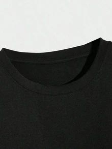 1 pièce T-shirt décontracté en coton Karma Regelt Das Schon, haut à manches courtes pour les sports de plein air et le fitness - Noir - Voir 3