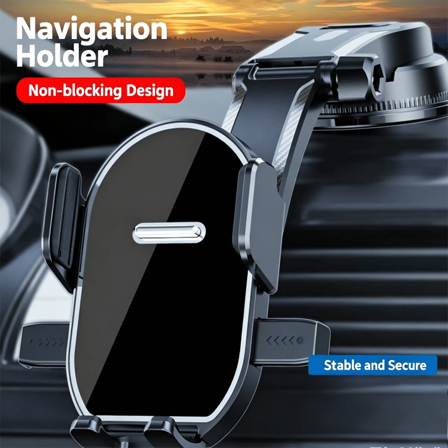 1pc Magnetic Car Phone Holder, Adhesive Foldable Multi-Joint Bracket, 360° Rotating Navigation Phone Mount, Suitable For Windshield & Dashboard, Universal Smartphone Accessory