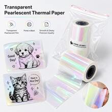 Transparent Pearlescent Self-Adhesive Thermal Paper For T02/M02X/M02L Mini Thermal Printers, Transparent Colored Self-Adhesive Paper (53Mm) Transparent Stickers, Mini Printer Stickers For Photos, Lists, Stickers, Notes - View 2