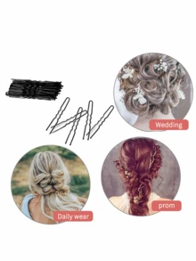 150/100/50/30/20pcs U-Shaped Hair Clips, Suitable For Various Hairstyles, Including Casual Sports Hair Clips, Hair Claws, Hair Pins And Stationery. - Black - View 3