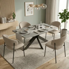 jiexi Modern Extendable Dining Table And Chairs Set, 130-170cm Rectangular Kitchen Table With Cross Metal Legs, Grey MDF Dining Room Table, Load 150kg For Living Room, Office - Grey - View 11