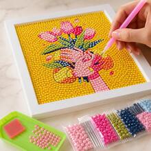 مجموعة مواد رسم الألماس DIY بموضوع باقة الزهور، أنماط متعددة لزهور التوليب، فن ملصقات الراين ستون، مجموعة حرفية فسيفساء يدوية للأطفال والبالغين، زينة سطح المكتب، ديكور جدار الغرفة، هدية عيد الميلاد وعيد الأم، تُباع بشكل فردي - متعدد الألوان - مشاهدة 3