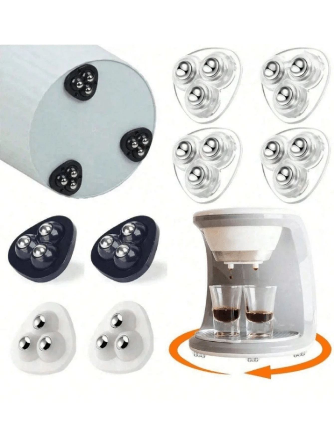 8-Piece Set And 4-Piece Set, Available In Three Colors, With High-Quality Heavy-Duty Swivel Wheels - Smooth 360 ° Rotation, Super Adhesive Self-Adhesive Wheel Set, Easy To Move On Storage Boxes, Furniture, Trash Cans, And Coffee Tables. - A - View 1