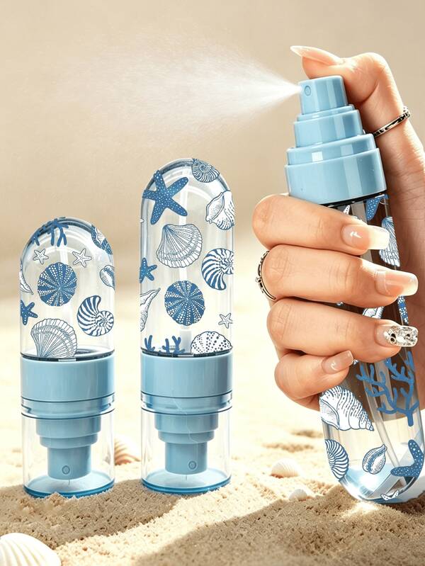 Blue Shell Starfish Coral Spray Bottle - Reusable And Portable Spray Bottle/Travel Essential/Suitable For Essential Oils, Perfumes And Skincare Lotions/Suitable For Hair Salons, Kitchens, Bathrooms And Gardens/Suitable For Travel And Commercial Use(Random Pattern Cut)