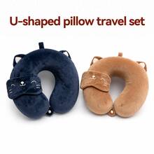 2pcs U-Shaped Pillow & Eye Mask Set, Memory Foam Neck Pillow With Cartoon Eye Mask, Portable Travel Pillow, Sleep Aid, Multiple Colors Available - 2-piece Set - View 17