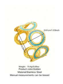 1pc Minimalist Round Design Enamel Stainless Steel Women's Bracelet Suitable For Daily Commute And Date Wear - Yellow Gold - View 13