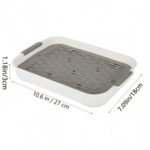 1pc 2-Tier Small Animal Toilet Litter Box With Grid & Detachable Feeding Bowl, Drainage Tray Design For Hamster Rabbit Guinea Pig - Multicolor - View 7