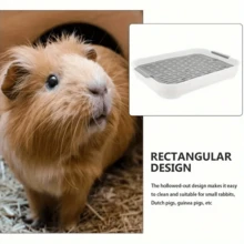 1pc 2-Tier Small Animal Toilet Litter Box With Grid & Detachable Feeding Bowl, Drainage Tray Design For Hamster Rabbit Guinea Pig - Multicolor - View 2