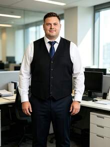 Men's Plus Size Loose Fit Vest, Suitable For Party, Business Banquet, Outing, Casual Vacation And Other Occasions - Black - View 1
