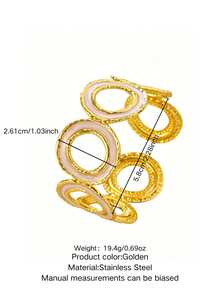 1pc Minimalist Round Design Enamel Stainless Steel Women's Bracelet Suitable For Daily Commute And Date Wear - Yellow Gold - View 14
