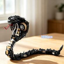 1036pcs Movable Joint Robot Snake Building Block Set, Flexible Poseable Mechanical Snake Model, High Difficulty Creative Collectible Building Toy, Ideal Gift For Teens And Adults 14+ - Multicolor - View 11