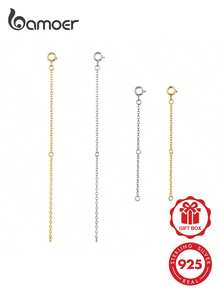 Bamoer 925 Sterling Silver Extension Chain With Lobster Clasp, Suitable For DIY Necklace Extension, Low Allergy, Jewelry Making - Silver - View 1