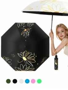 Fashionable Printed Element Sun Umbrella, Portable UV Protection, Unisex, Essential Travel Umbrella - Multicolor - View 11