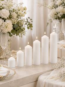 White Pointed Cylindrical Candle, 5cm Diameter, Smokeless And Odorless, Suitable For Home Decor, Wedding, Party, Dining Table, Church Prayer, Ramadan, Christmas, Thanksgiving, Halloween, Relaxation Meditation And Ambient Lighting - White Pointed Cylinder - View 8