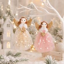 2pcs Christmas Angel Hanging Ornaments, Glitter Fairy Dolls With Wings, 16cm Nordic Style Christmas Tree Decorations, Suitable For Christmas Tree, Home, Window, Fireplace And Holiday Party Decor - Multicolor - View 7