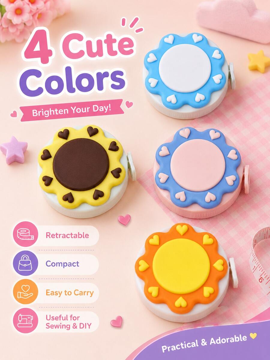 Cute Retractable Measuring Tape Set, Portable Mini Sewing Ruler For DIY Craft, Tailoring & Daily Measuring - A - View 1