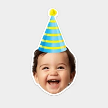 UNICCUT 24/48 قطعة ملصقات صور عيد ميلاد مخصصة مع قبعة & ملصقات صور الوجه بالأرقام لتزيين الحفلات والهدايا وبطاقات التهنئة ذاتية اللصق - متعدد الألوان - مشاهدة 16