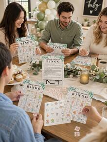 Juego de Bingo para Baby Shower Verde Salvia 33 Piezas, 24 Tarjetas de Bingo, 7 Fichas, 1 Tarjeta de Presentación, Tarjeta de Reglas del Juego, Juego Interactivo Divertido para Adultos y Amigos, Neutro de Género, Cumpleaños, Reunión Familiar, Suministros para Fiesta de Baby Shower, Recuerdos de Fiesta, Decoración para Fiesta de Revelación de Género - Verde - View 4