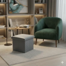 Tabouret avec motif en relief et espace de rangement | Double fonction : assise et rangement, disponible en différentes tailles et couleurs pour embellir votre intérieur - gris - Voir 1