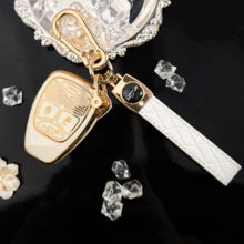 Compatible With Jeep Liberty, Compass, Chrysler Straight Key, Electroplated White Edge TPU Anti-Scratch Protective Case, Women's Minimalist Style, Full Coverage Anti-Drop, Wear-Resistant, Dust-Proof, Exquisite Versatile, Gift Choice, Modification Protective Case, Fits Chrysler Straight Key, Car Accessories, Machine Parts, Key Fob Cover - Logo Rope - View 3