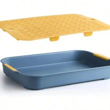 1pc 2-Tier Small Animal Toilet Litter Box With Grid & Detachable Feeding Bowl, Drainage Tray Design For Hamster Rabbit Guinea Pig - Multicolor - View 5