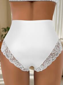 3pcs Women's High Waist Lace Tummy Control Panties, Breathable Elastic Full Coverage Triangle Briefs, Suitable For Work, Travel, Daily Wear, S–XXL - Multicolor - View 2