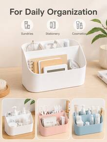 耐用多功能塑膠桌面收納架，適用於學校用品、辦公用品、保養工具等 - 白色 - 查看 6