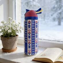 0wIBlue Pattern Stencil Aquarius Stainless Steel Bottle, With A Capacity Of 32 Oz (945 Ml), Can Retain Heat For Up To 24 H. Suitable For Brewing Coffee And Making Iced Drinks. The Design Is Exquisite And It Is Suitable For Use In Various Occasions - 水鴨藍 - 查看 2