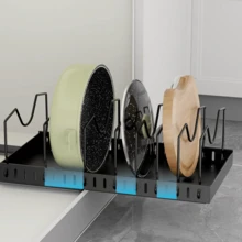 Küchenaufbewahrungsregal, Multifunktionaler Topfhalter, Deckelhalter, Eisenregal. - Übersicht 7