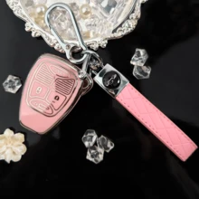 Compatible With Jeep Liberty, Compass, Chrysler Straight Key, Electroplated White Edge TPU Anti-Scratch Protective Case, Women's Minimalist Style, Full Coverage Anti-Drop, Wear-Resistant, Dust-Proof, Exquisite Versatile, Gift Choice, Modification Protective Case, Fits Chrysler Straight Key, Car Accessories, Machine Parts, Key Fob Cover - Logo Rope - View 4