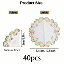 20/40/60 Pcs Spring Floral Butterfly Gold Embossed Napkins With Scalloped Edges Disposable Elegant Cocktail Napkins For Birthday Spring Tea Party Decor Wedding Decor - Multicolor - View 10