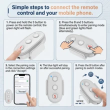 Wireless Camera Remote Control, Compatible With/Action Camera/Phone/360 Degree Camera And Other Devices, With Wireless Shutter Function, Suitable For Outdoor Sports, Video Recording, Selfie And Travel. Built-In 55mAh Battery - View 10