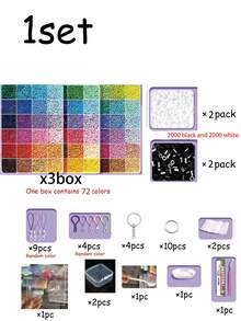 1 Set de Cuentas de Colores, 24 Colores Diferentes con Herramientas de Cuentas y Caja de Almacenamiento, Set de Manualidades Creativas, Regalo de Cumpleaños, Kit de Manualidades DIY, Adecuado para Recuerdos de Fiesta de Cumpleaños, Set de Manualidades DIY - multicolor - Ver 12