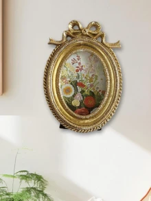 1 Marco de fotos decorativo ovalado de encaje dorado estilo clásico europeo, papel interior aleatorio, marco de fotos decorativo estilo palacio europeo, decoración del hogar para exhibición de fotos - Multicolor - Ver 6
