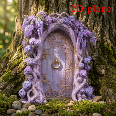 1/6pcs A Whimsical Wooden Door Ornament Featuring Succulent Wisteria Wings In A 2D Design, Suitable For Decorating Tree Trunks, Potted Plants, Gardens, And Baseboards.