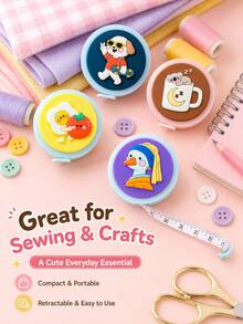 Cute Retractable Tape Measure Set, Portable Mini Sewing Ruler, Suitable For DIY Crafts, Tailoring And Daily Measurement - A - View 9
