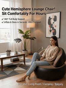 4/1pc Inflatable Single Sofa With Backrest, Foldable Portable Lightweight Space-Saving Slouchy Sofa, Comfortable Inflatable Seat Cushion For Adults, Suitable For Indoor Outdoor Home Office Leisure Camping Daily Use - Multiple Styles - View 10