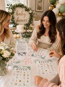 Juego de Bingo para Baby Shower Verde Salvia 33 Piezas, 24 Tarjetas de Bingo, 7 Fichas, 1 Tarjeta de Presentación, Tarjeta de Reglas del Juego, Juego Interactivo Divertido para Adultos y Amigos, Neutro de Género, Cumpleaños, Reunión Familiar, Suministros para Fiesta de Baby Shower, Recuerdos de Fiesta, Decoración para Fiesta de Revelación de Género - Verde - View 3